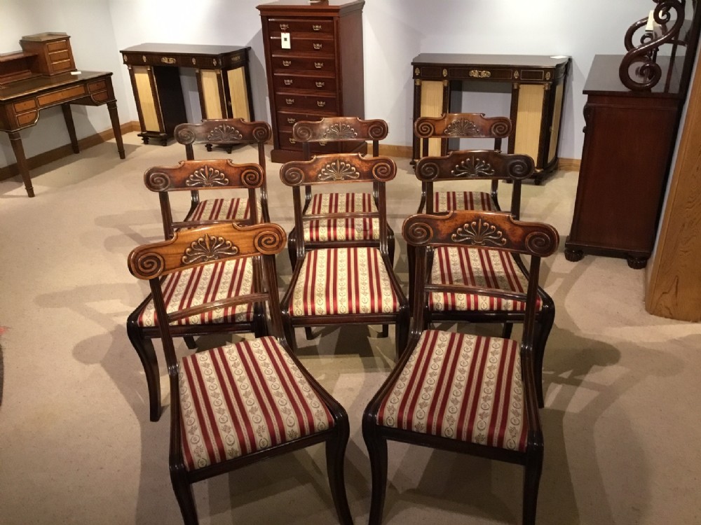A set of 8 mahogany Regency Period antique dining chairs