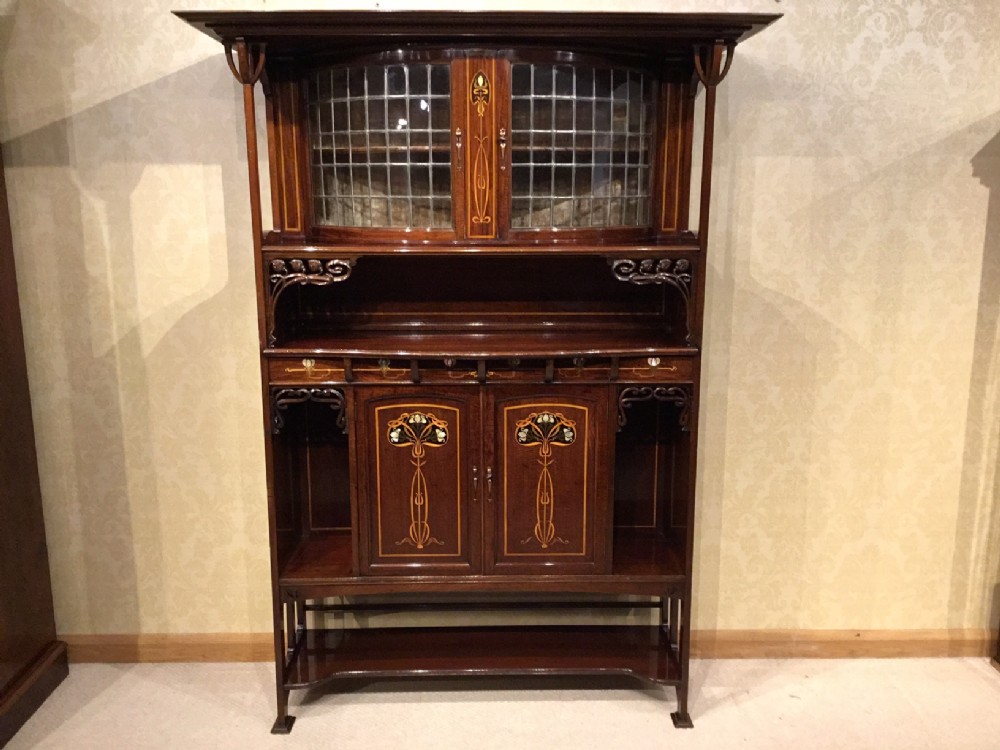 An Arts & Crafts Period Mahogany & Marquetry Inlaid Scottish Display Cabinet