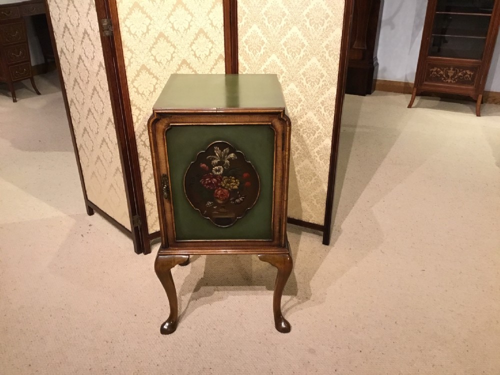 A Queen Anne Style walnut 1920s Period bedside cabinet.