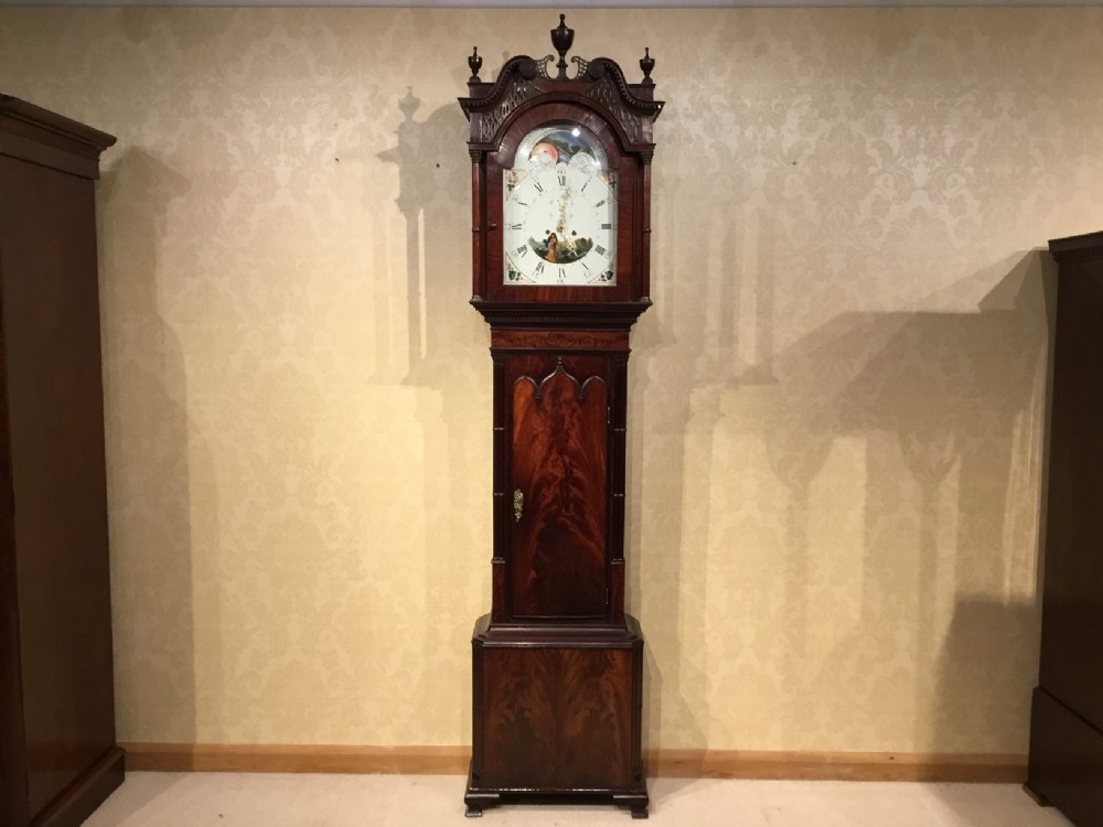 A mahogany 19th Century Antique 8 Day Grandfather clock by Samuel Lister, Bolton
