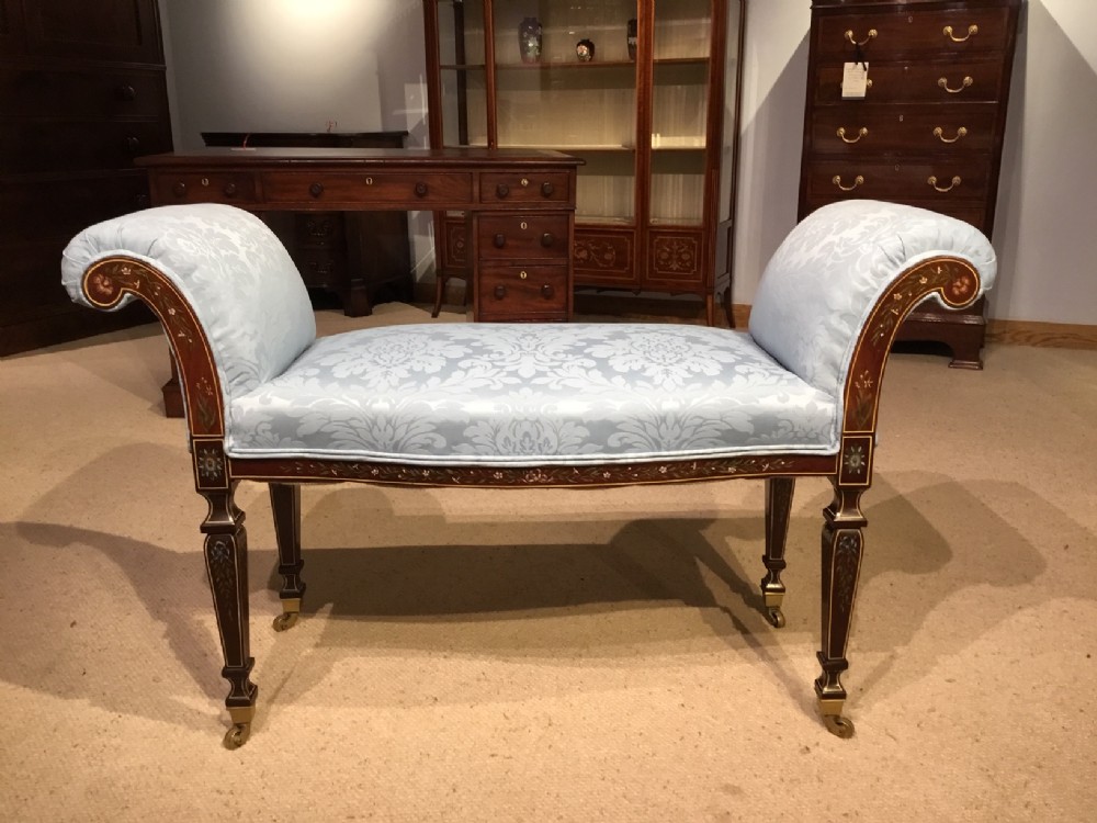 A mahogany polychrome Sheraton Revival window seat/stool.