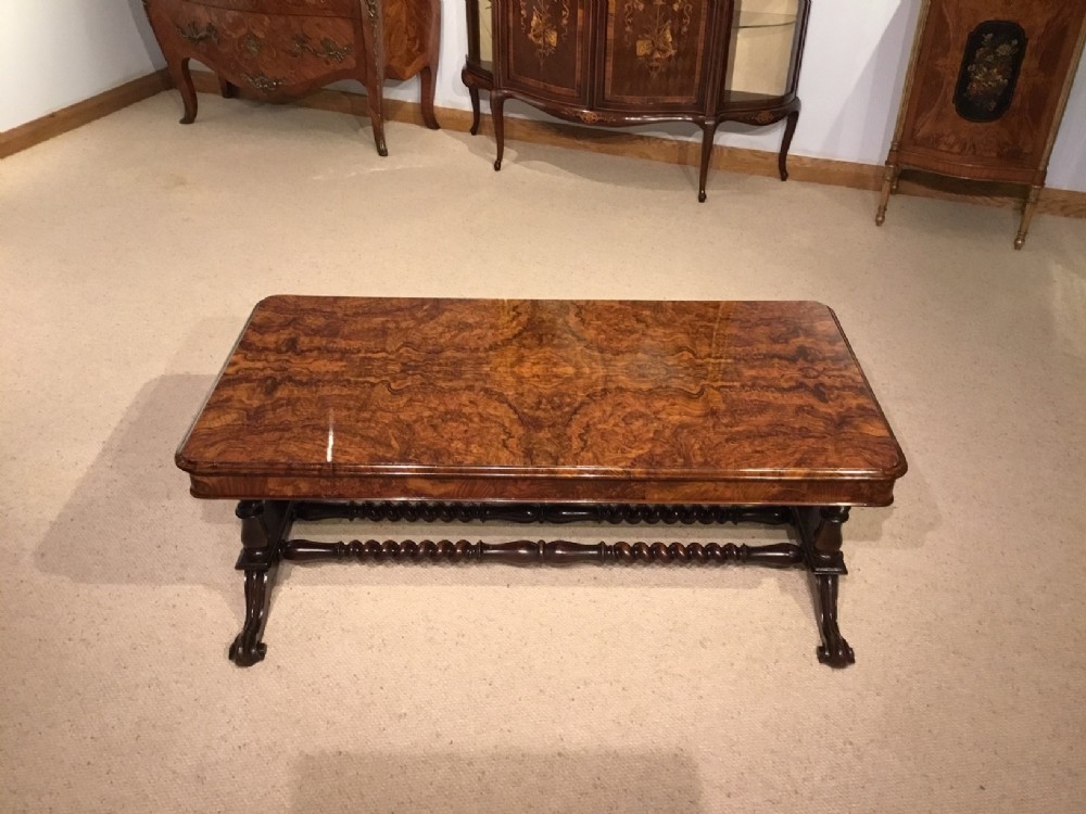 A fine quality burr walnut Victorian Period coffee table