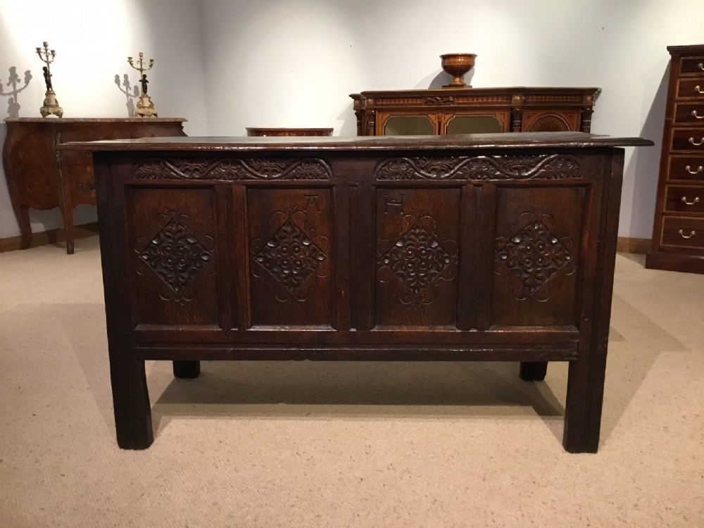 An oak Late 17th Century four panelled coffer