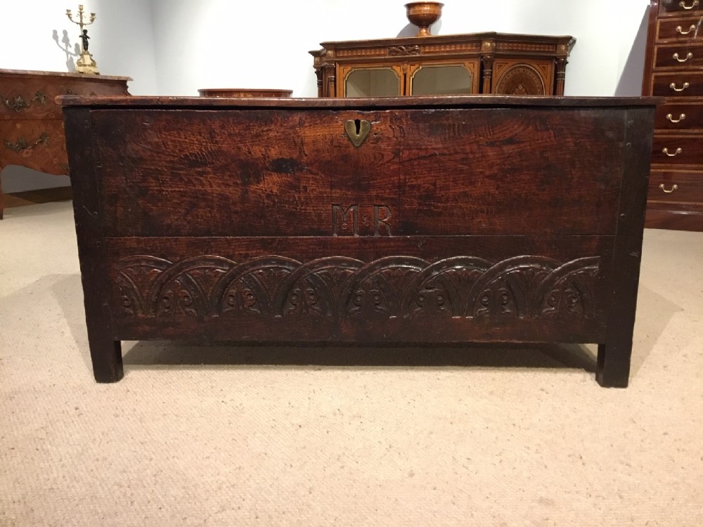 A Good oak 17th Century plank coffer