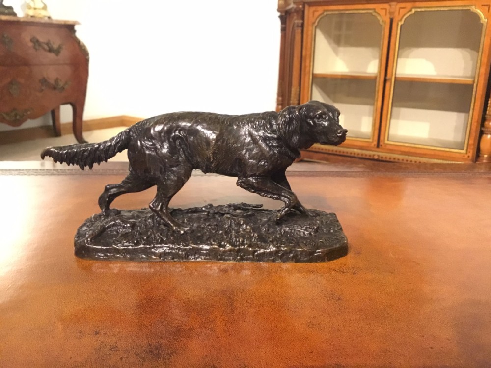  A lovely 19th Century French bronze sculpture of a setter by Pierre Jules Mene