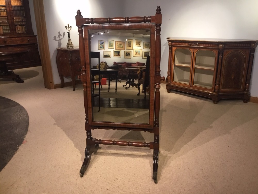 A good mahogany Regency Period cheval dressing mirror