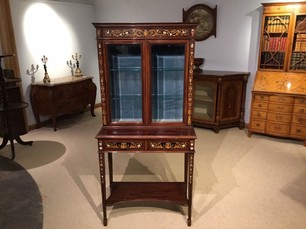 A Superb Edwardian Period Marquetry Inlaid cabinet on stand