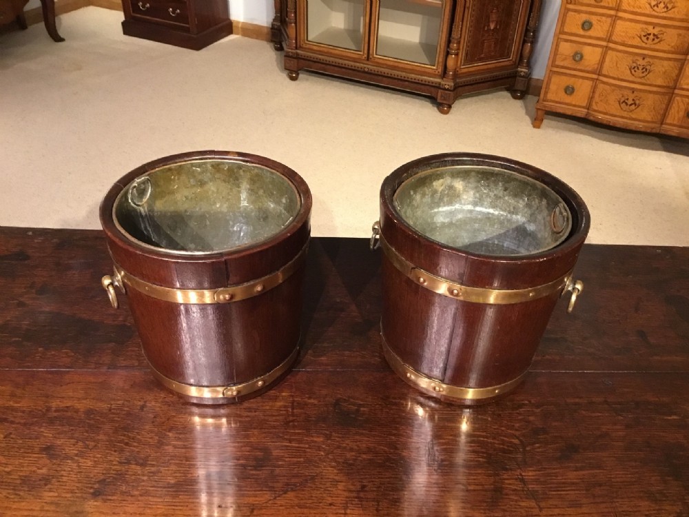  A good and rare pair of 19th Century copper lined ice buckets