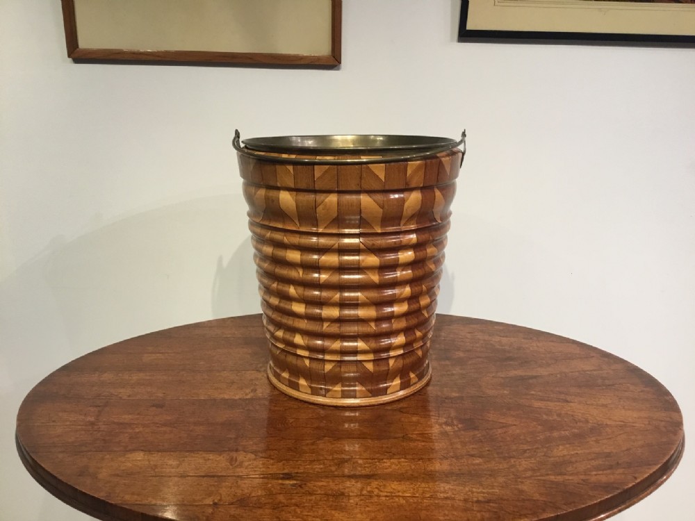  A 19th Century Dutch Parquetry Ribbed bucket/waste paper