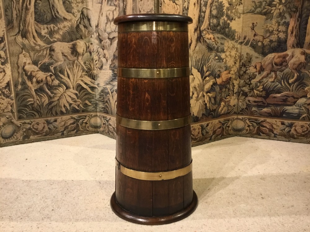 An oak Late Victorian Period Coopered Umbrella/Stick Stand