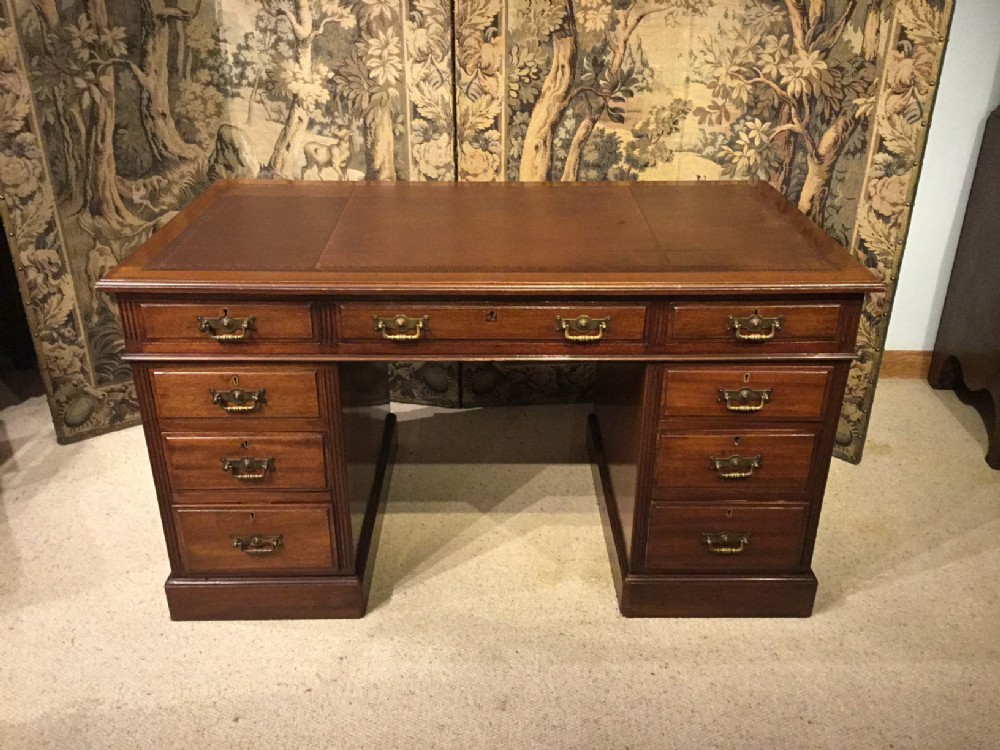 A solid mahogany Edwardian Period antique pedestal desk