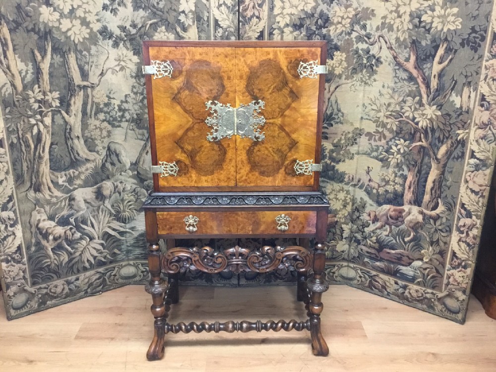 A Fabulous Carolean Style Burr Walnut Antique Cocktail Cabinet