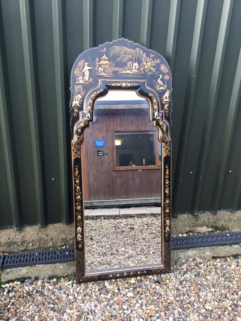 A large scale Edwardian Period chinoiserie mirror.