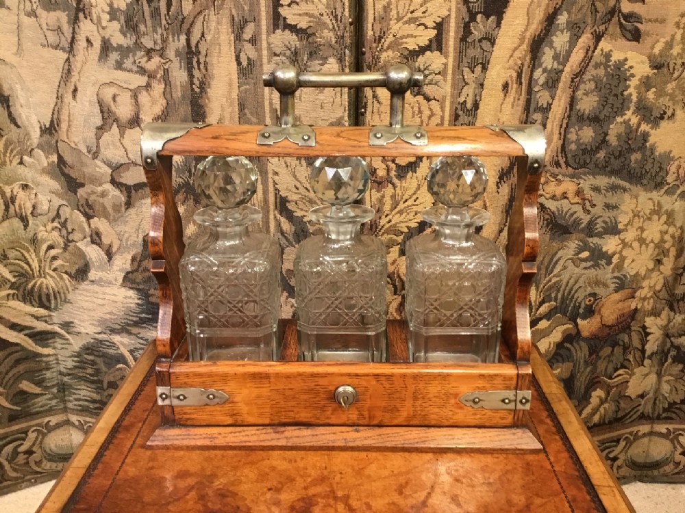 An oak Victorian Period antique tantalus