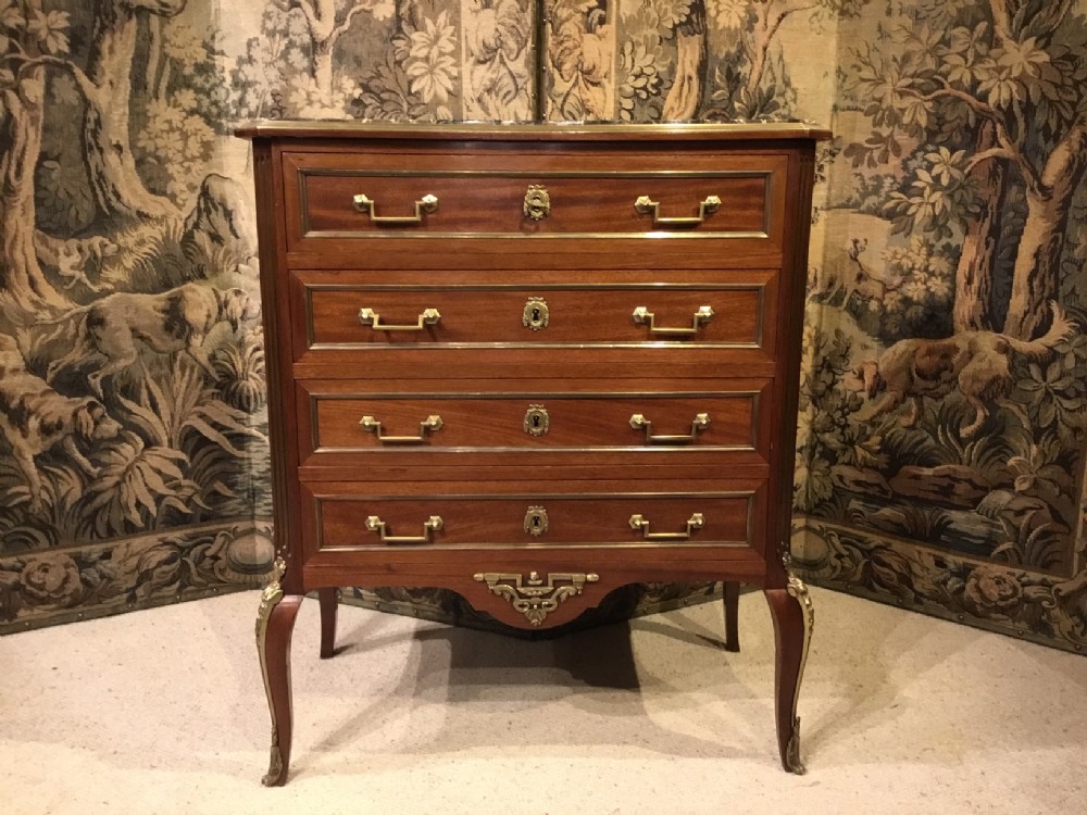 A Late 19th Century French Louis XVI Style Mahogany and Gilt Metal Mounted Chest