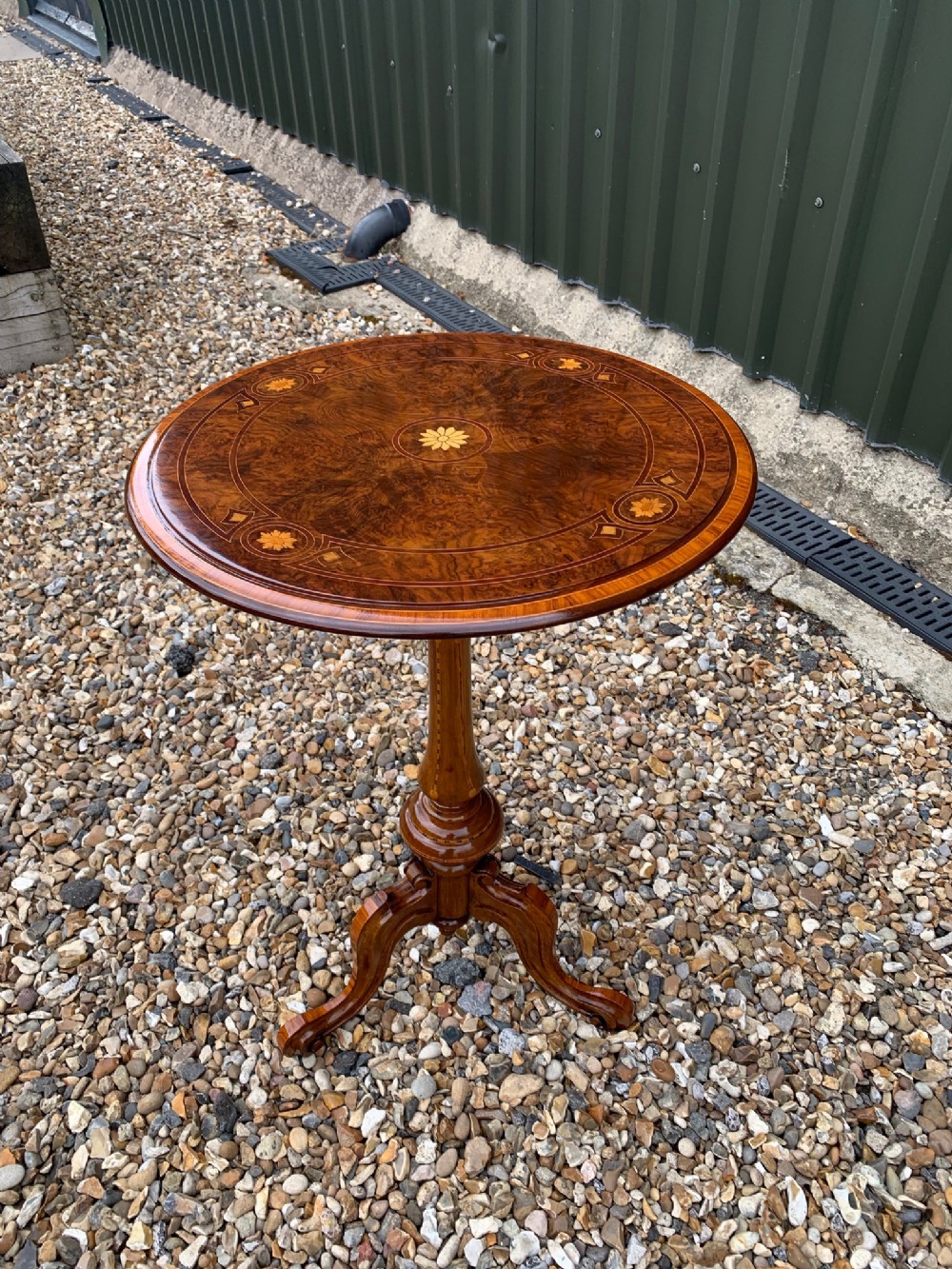 A superb quality Victorian Period burr walnut and marquetry inlaid antique wine table