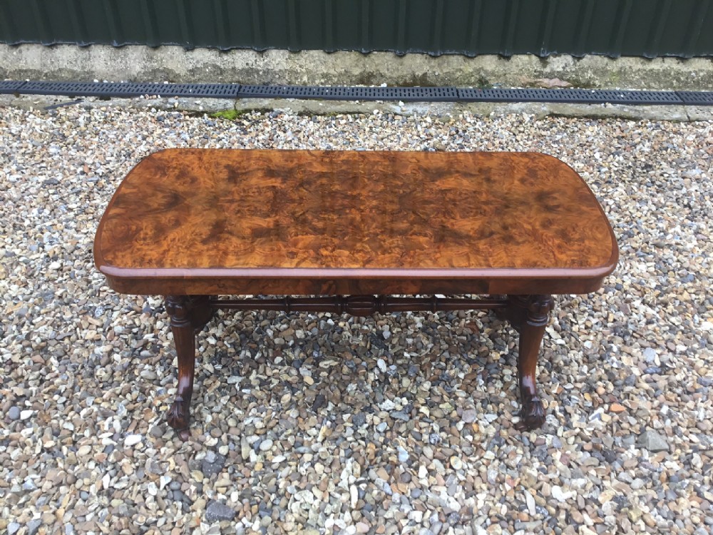 A beautiful burr walnut Victorian Period antique coffee table