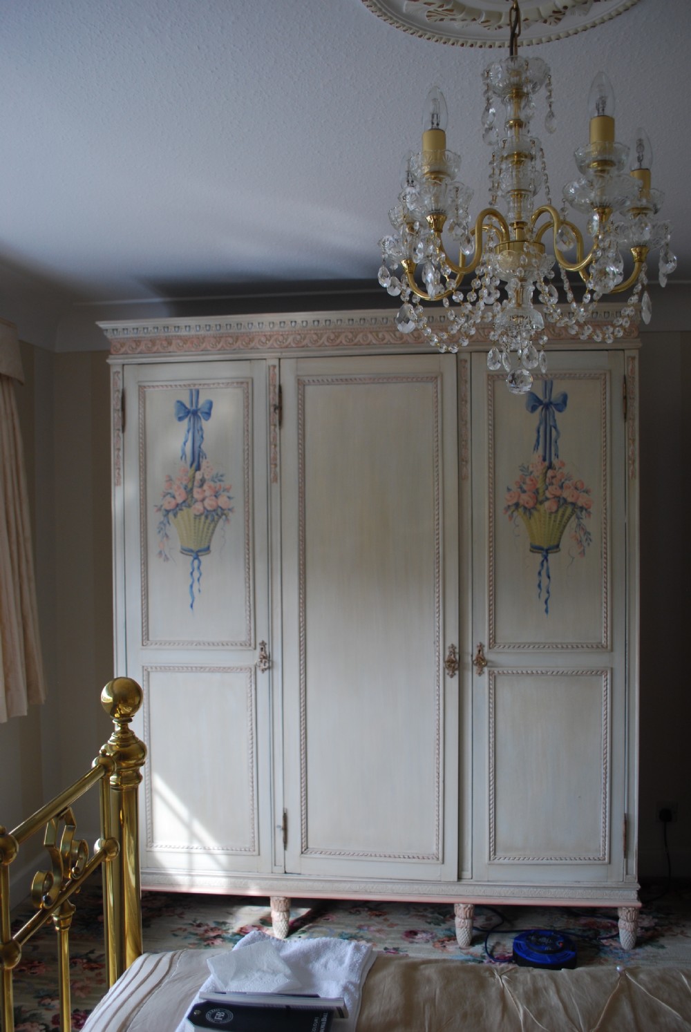 A Late 19th century French painted bedroom suite