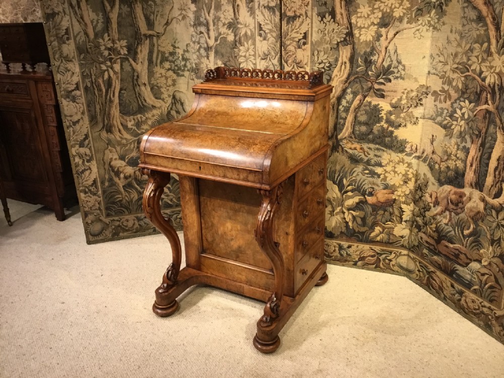 A Victorian Period burr walnut antique “pop up” davenport
