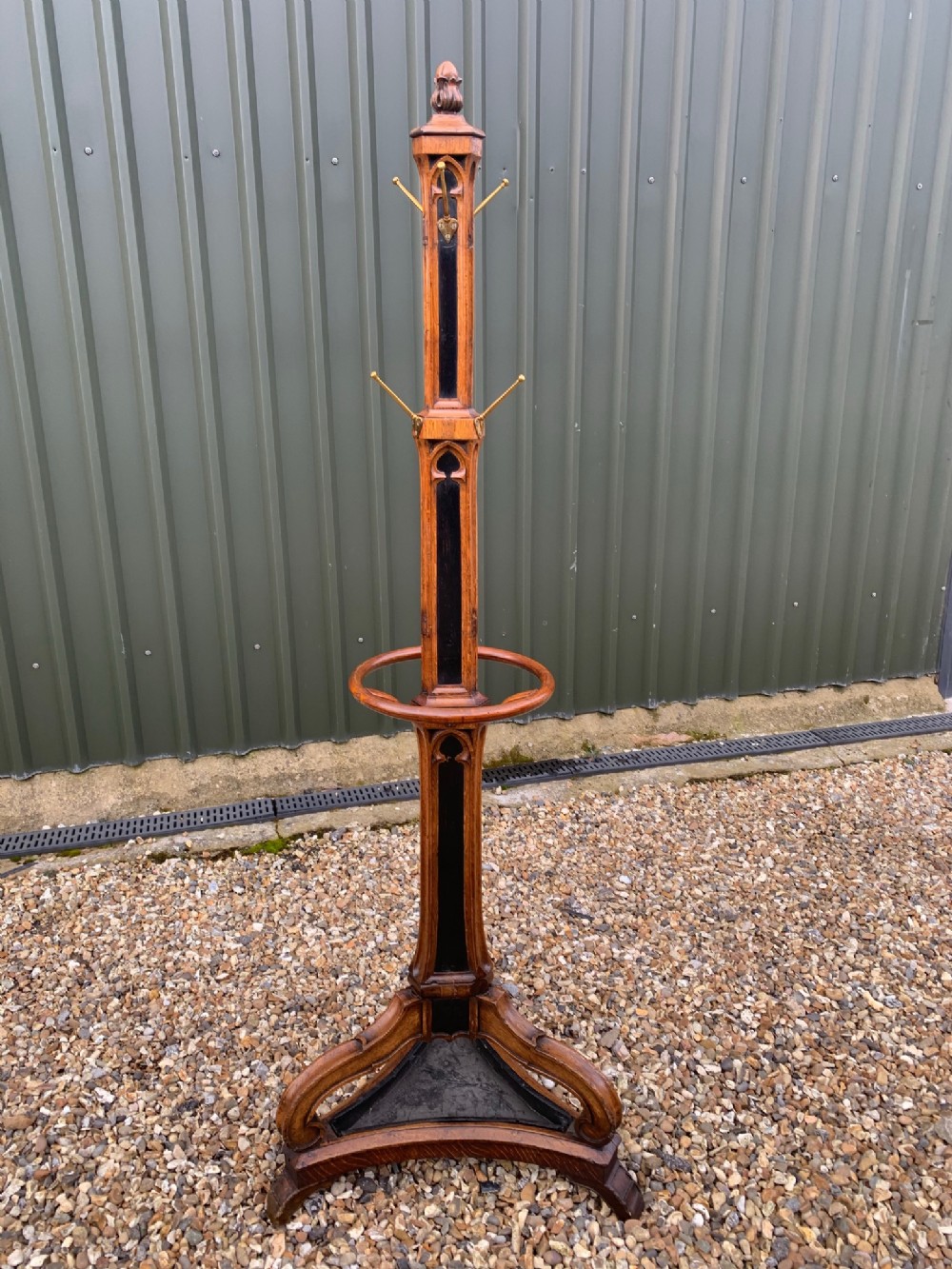 A highly unusual and decorative Country House Gothic oak hall stand