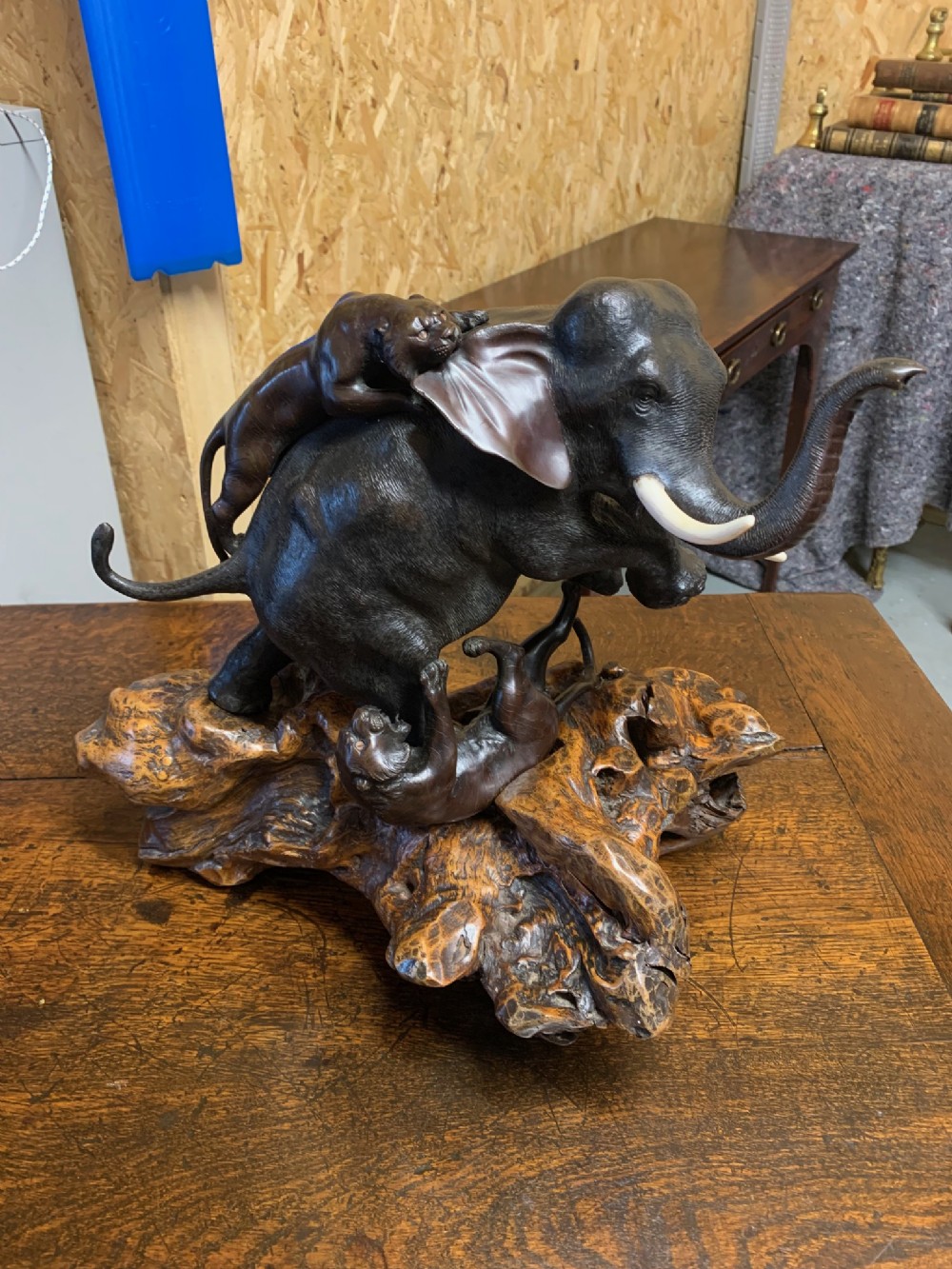 A fine quality large Meiji period Bronze Group