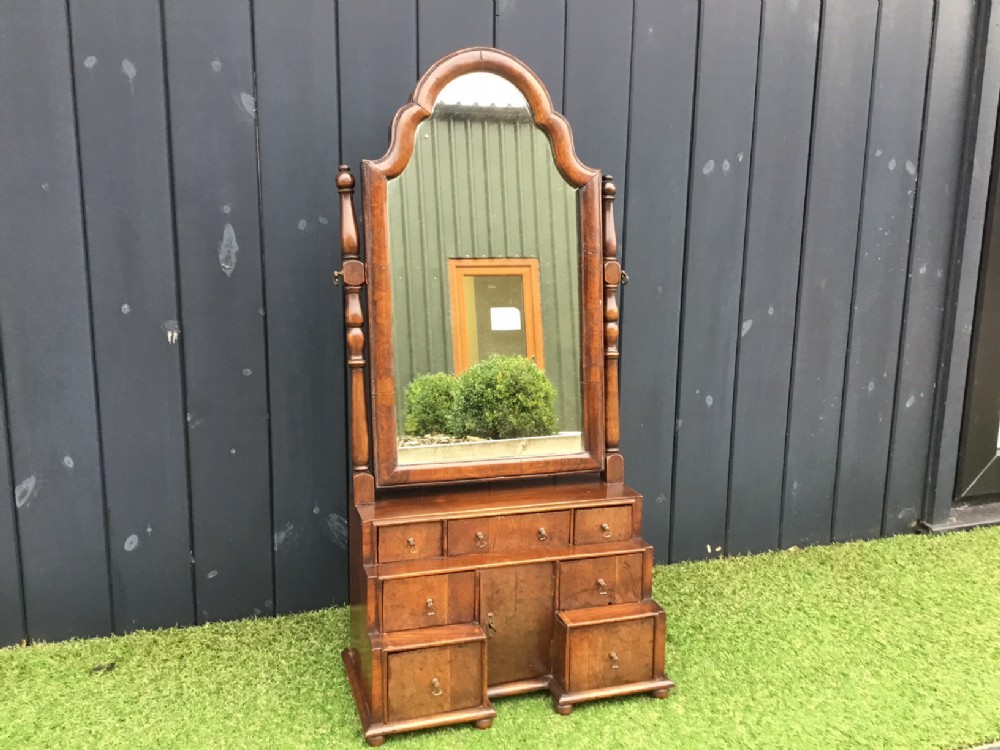 A Queen Anne Style walnut antique dressing mirror.