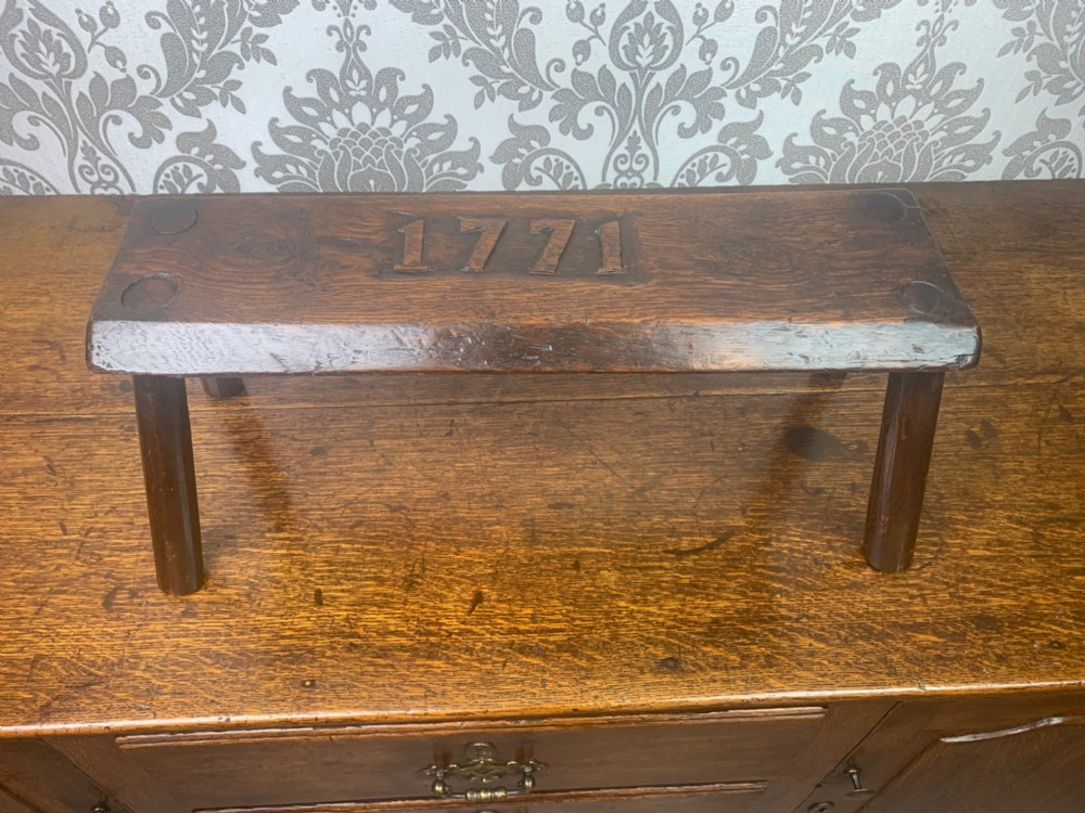 A Wonderful and rare 18th Century oak milking stool dated 1771