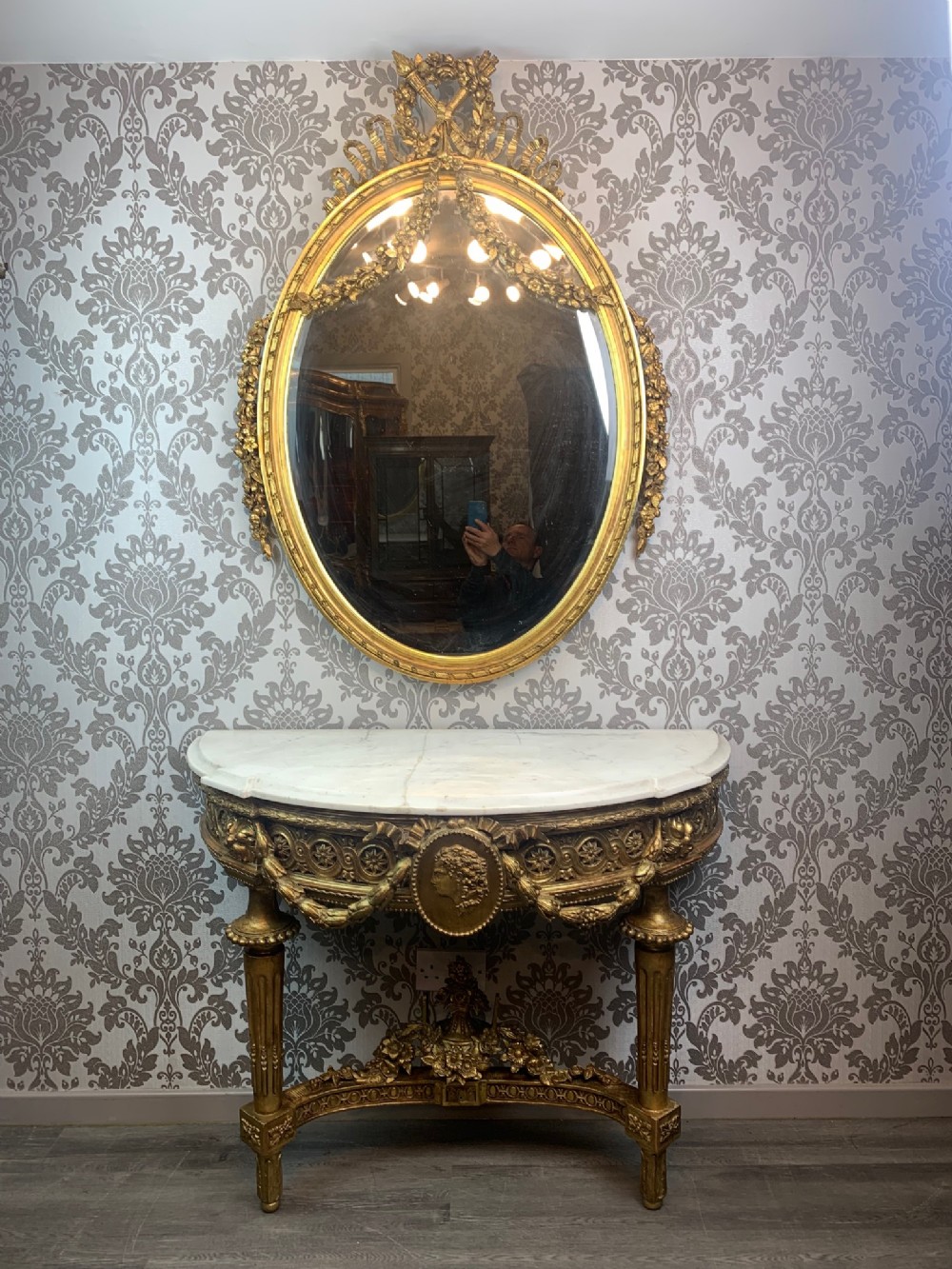 A beautiful 19th Century French Carved Gilt Wood console table and mirror