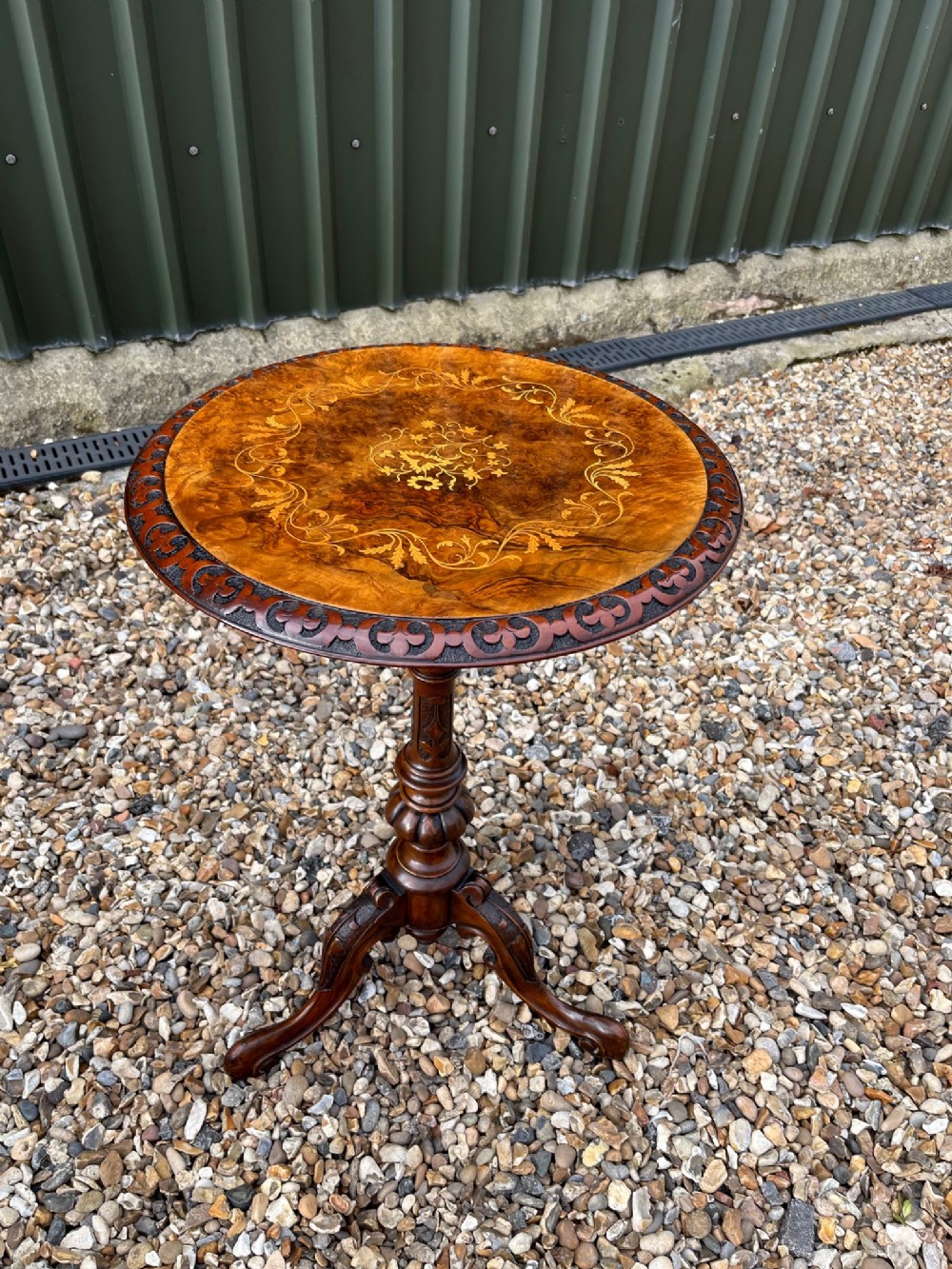 A Victorian Period burr walnut and walnut wine table