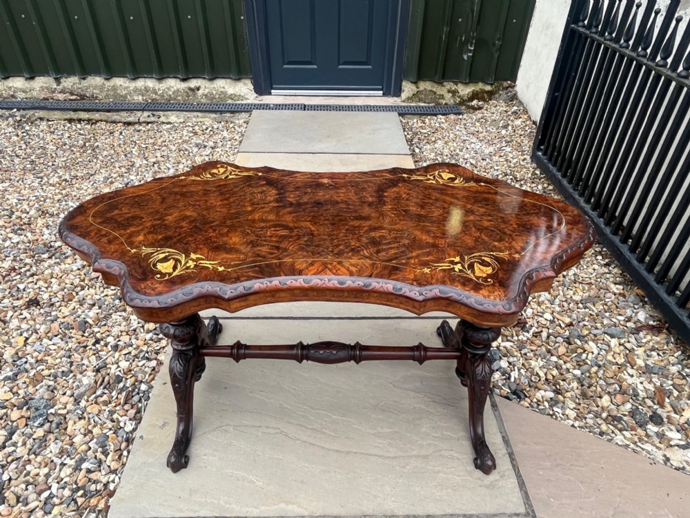A beautiful Victorian Period burr walnut marquetry inlaid antique coffee table