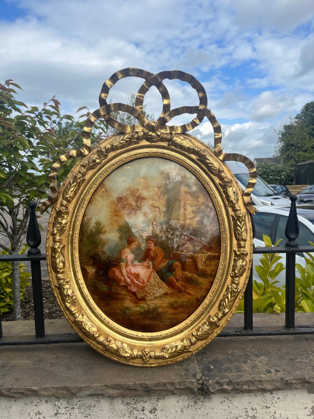A beautiful Victorian Period reverse painting on glass 