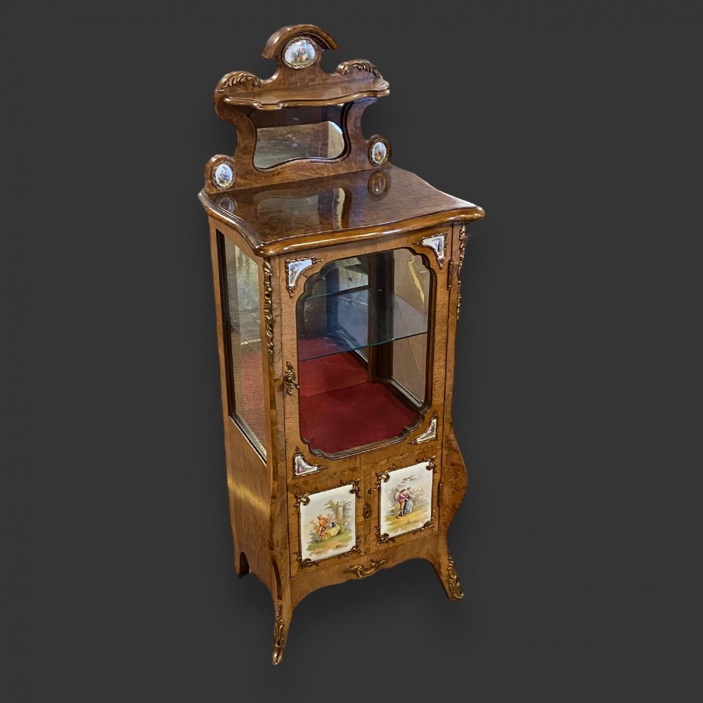 A fine quality Continental burr walnut antique cabinet