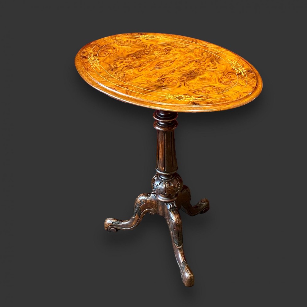 A lovely Victorian Period burr walnut antique lamp table