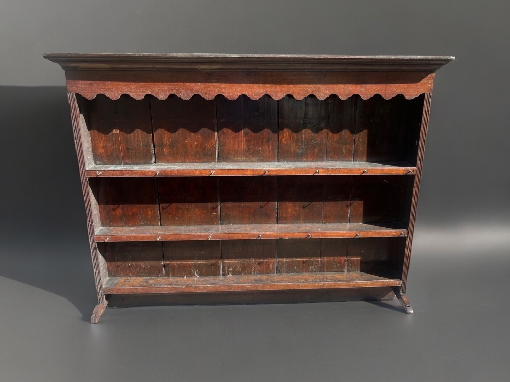 A George III Period Oak Dresser Plate Rack