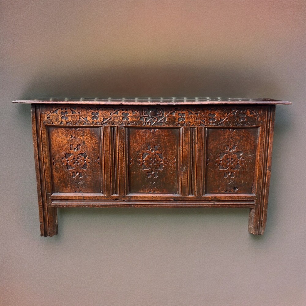 A William and Mary Period oak panelled coffer