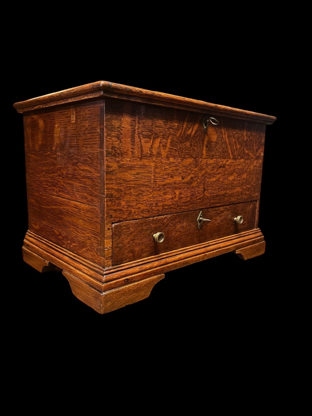 George III Period oak miniature mule chest