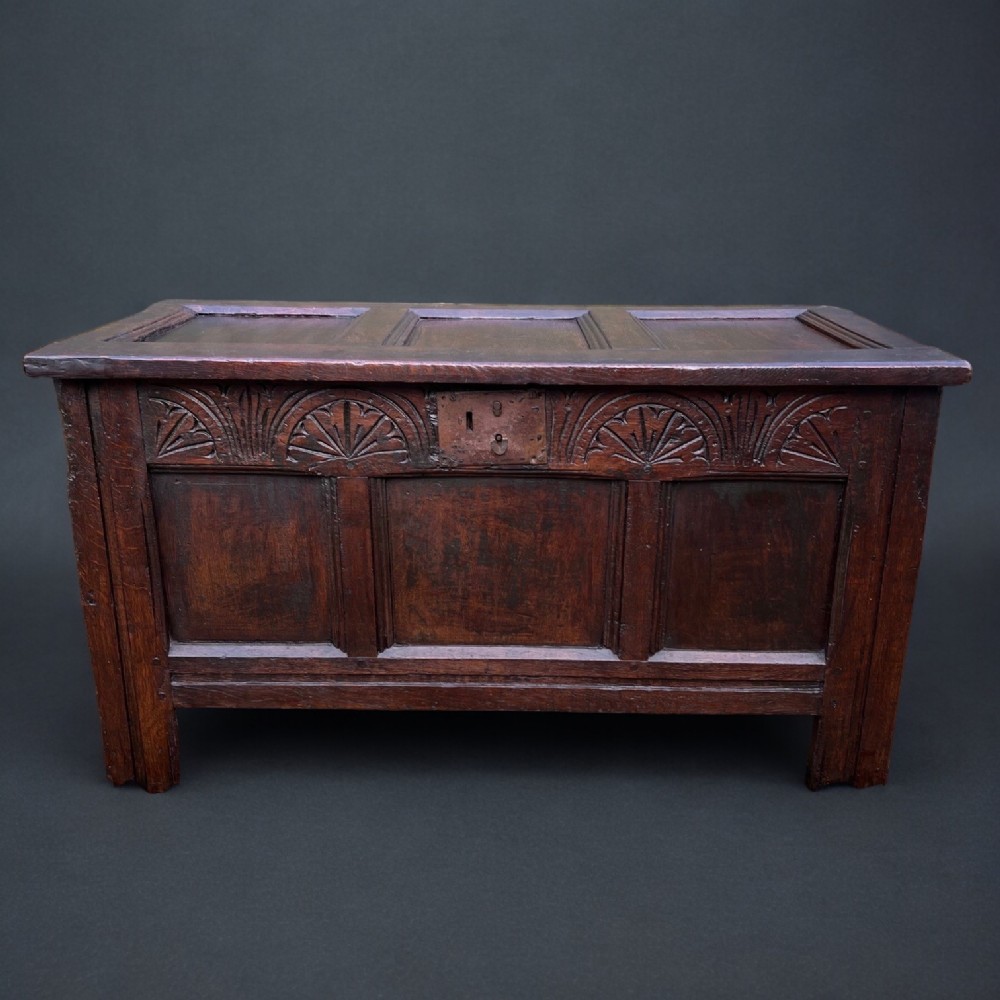 A small scale Period oak coffer circa 1700. 