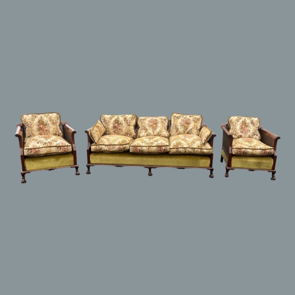 A 1920s Period mahogany three piece burgere suite