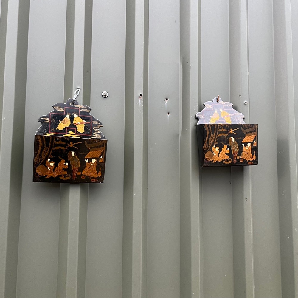 A pair of Chinoiserie decorated letter racks