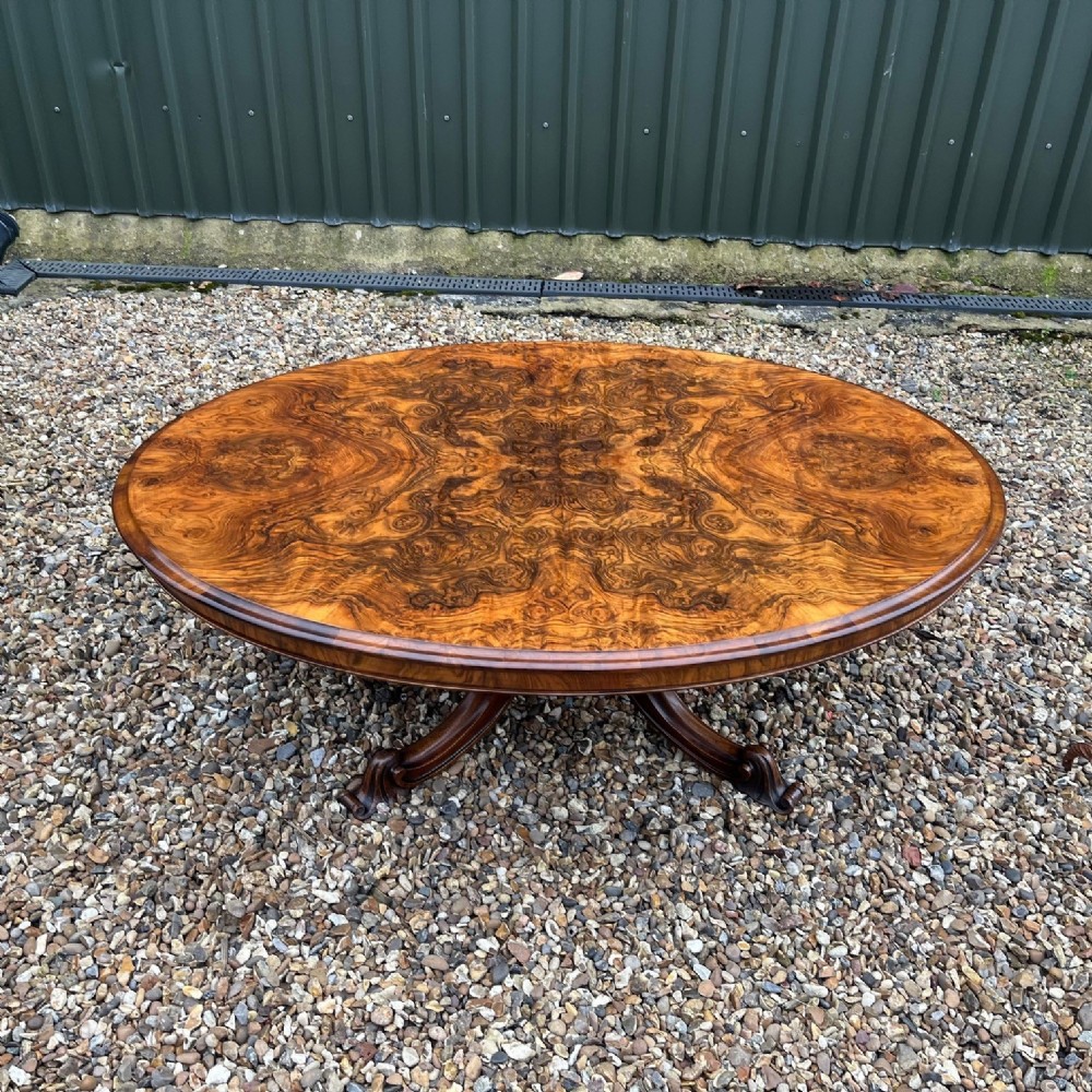 A large scale burr walnut coffee table.