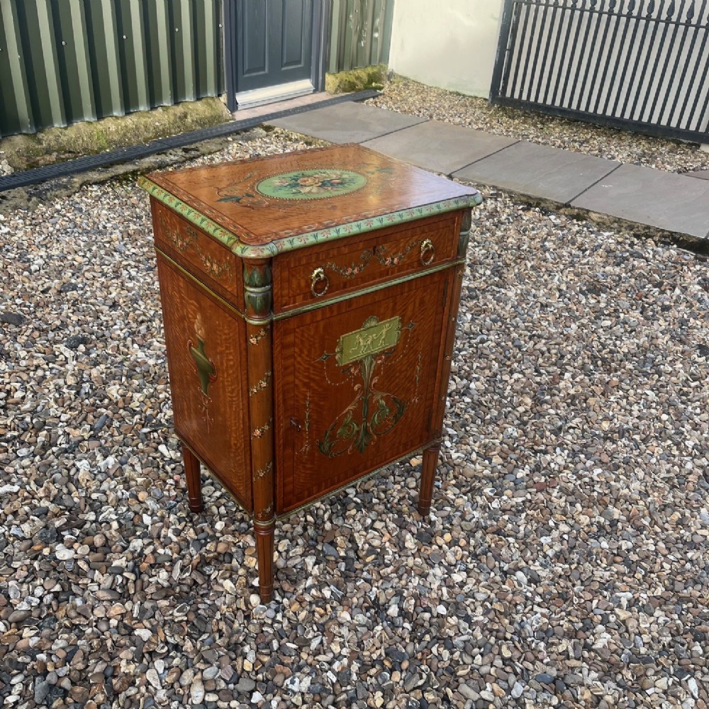 A fine quality Sheraton Revival painted satinwood side cabinet