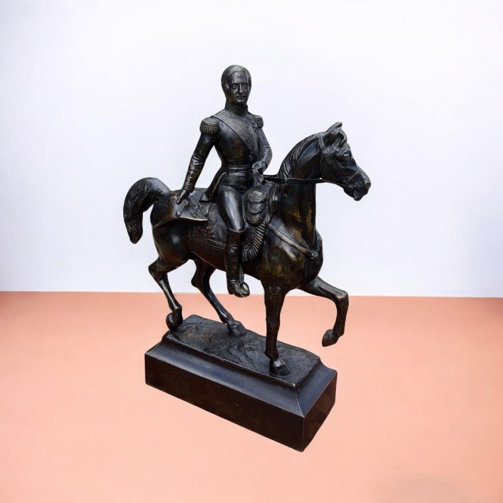A finely cast French bronze figure depicting Napoleon on horse back