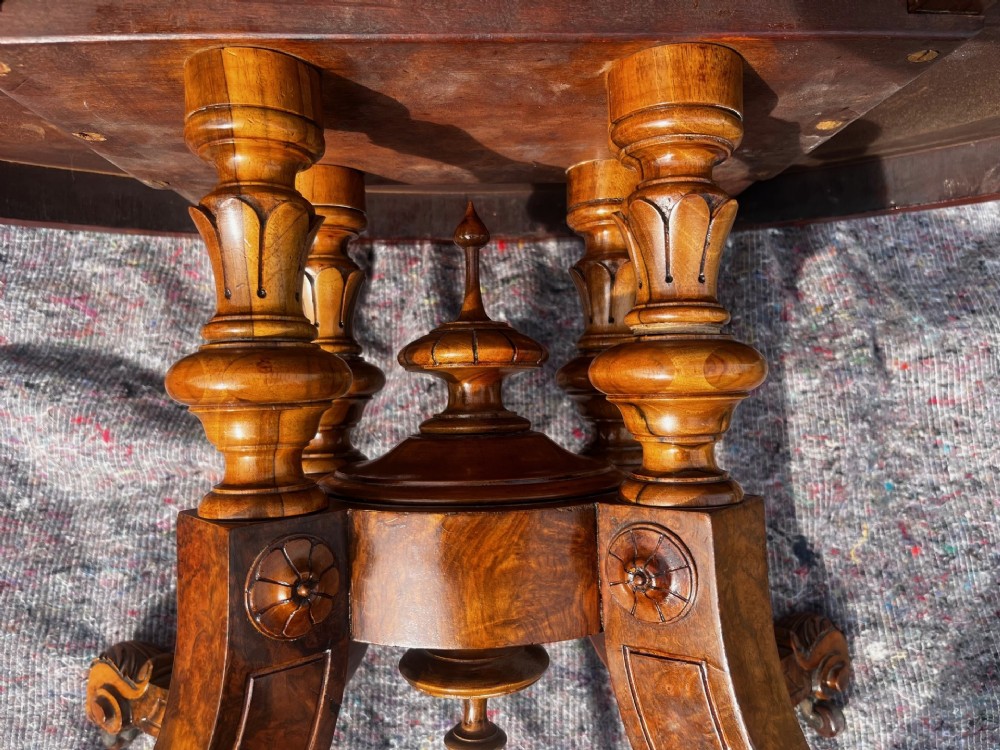 A Fine Quality Victorian Period Burr Walnut Oval Coffee Table View III
