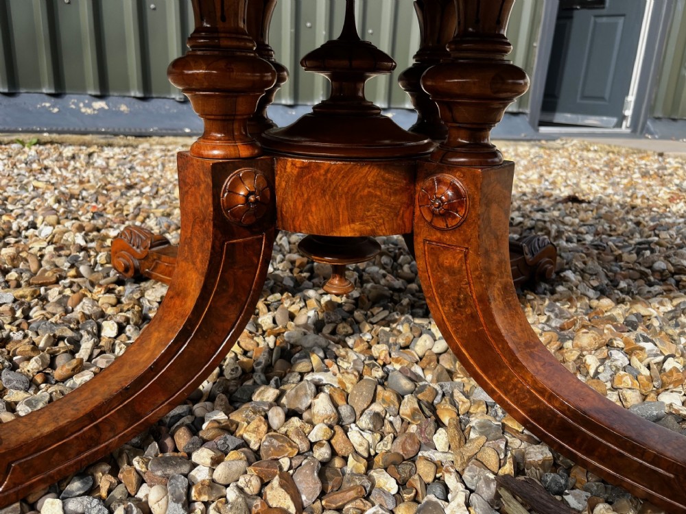 A Fine Quality Victorian Period Burr Walnut Oval Coffee Table View VII