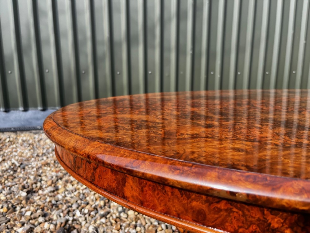 A Fine Quality Victorian Period Burr Walnut Oval Coffee Table View IX
