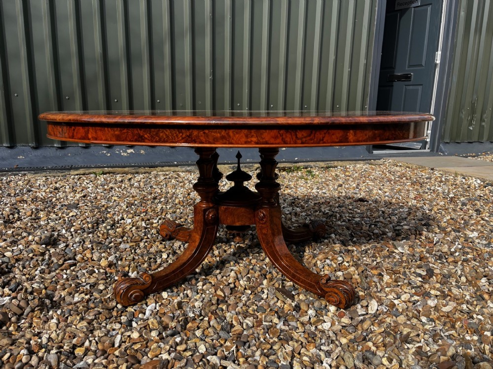 A Fine Quality Victorian Period Burr Walnut Oval Coffee Table View X