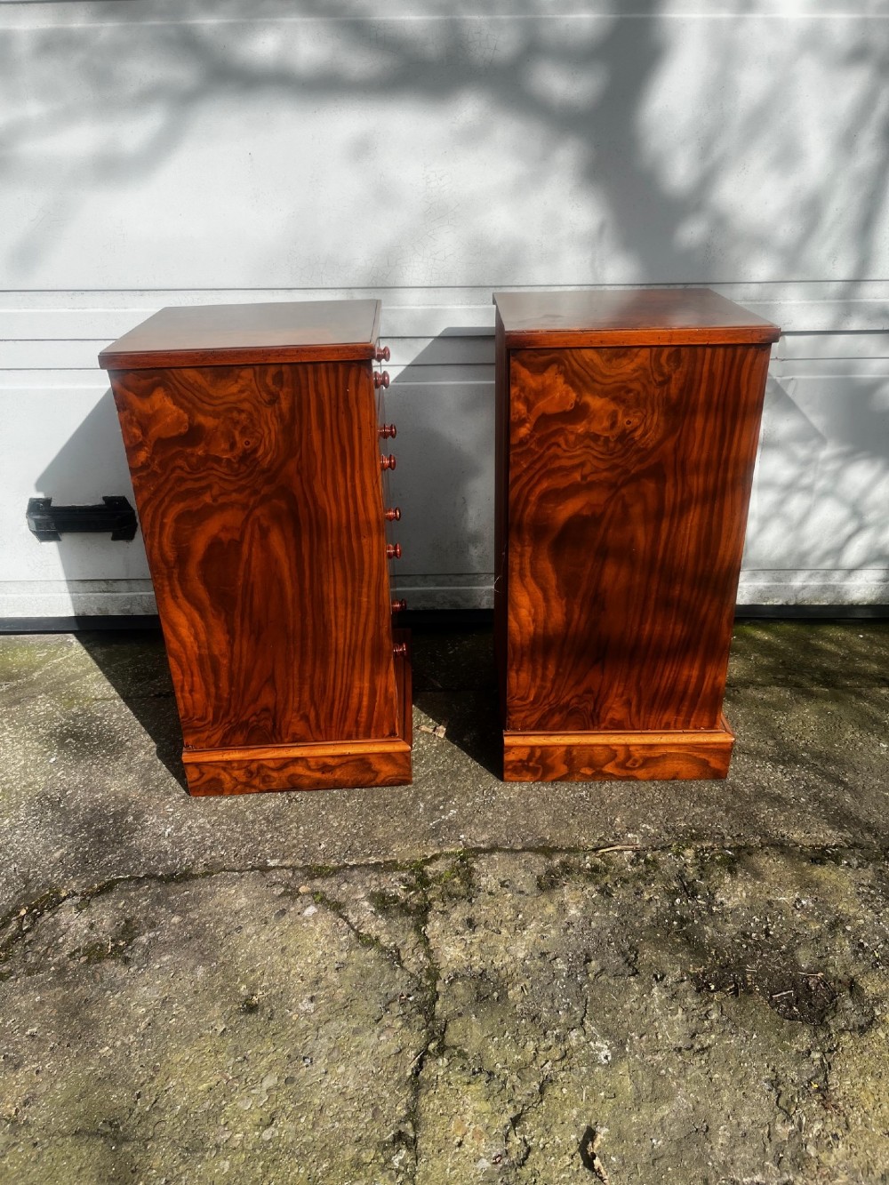 A Good pair Of Victorian Period Burr Walnut Bedside Chests. View VI