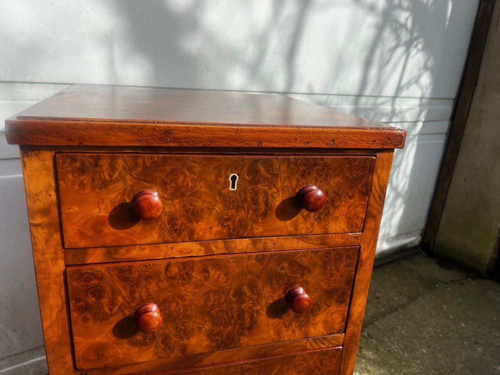 A Good pair Of Victorian Period Burr Walnut Bedside Chests. View VIII