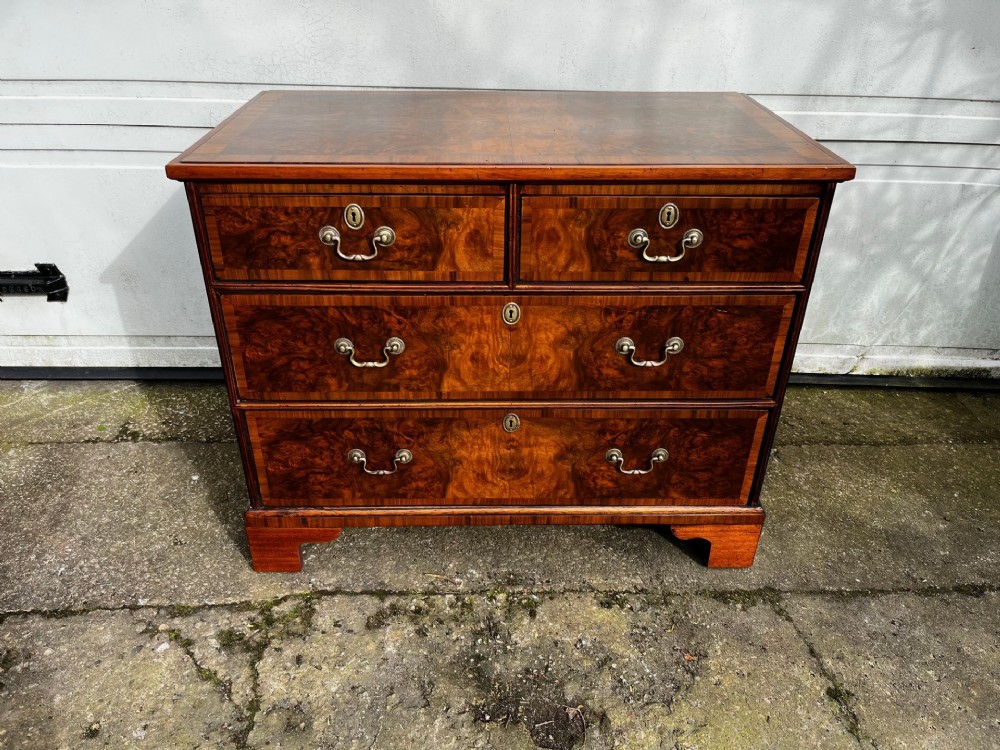A Small 19th Century Burr Walnut Veneered Chest Of Drawers View III