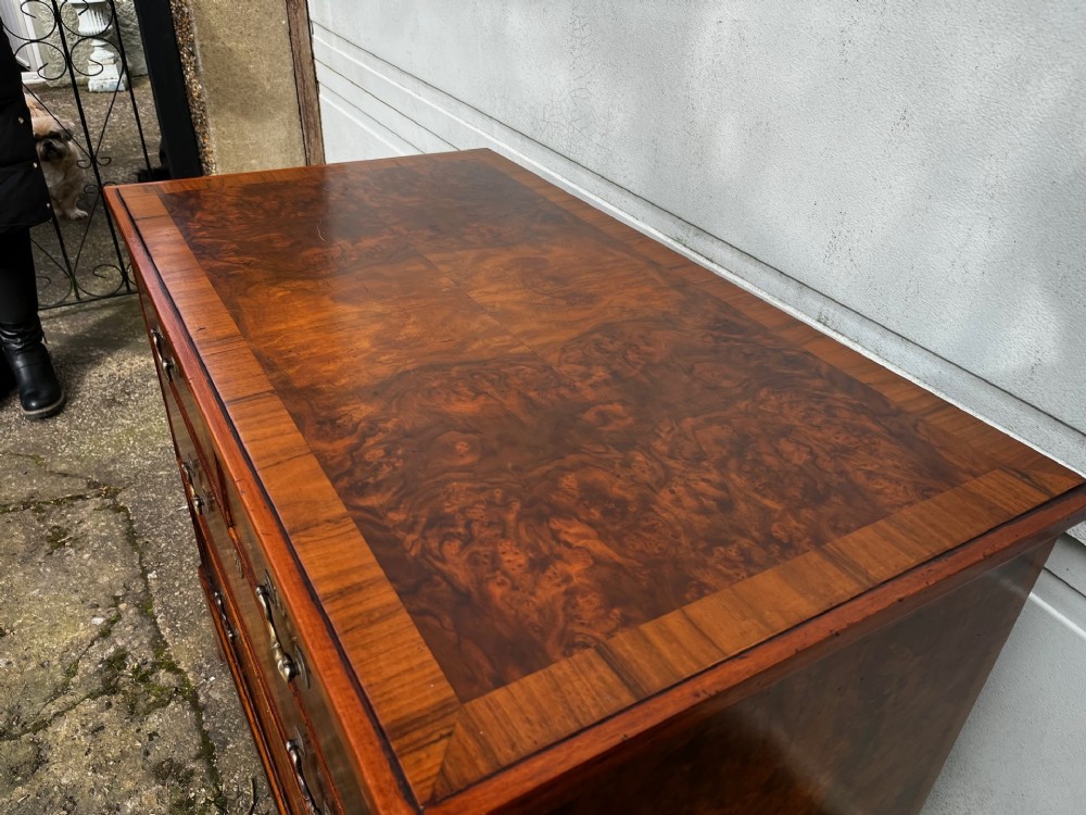 A Small 19th Century Burr Walnut Veneered Chest Of Drawers View IV